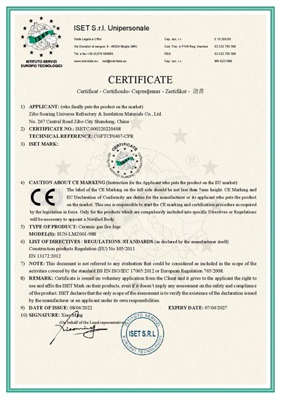 CE of gas logs